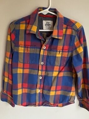Mini Boden Boys Plaid Flannel Button Down Shirt